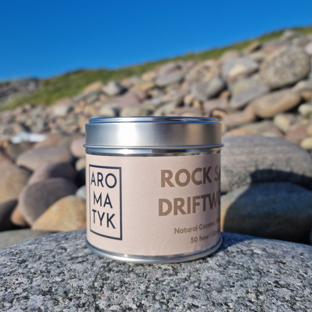 Rock Salt & Driftwood Tin Soy Candle